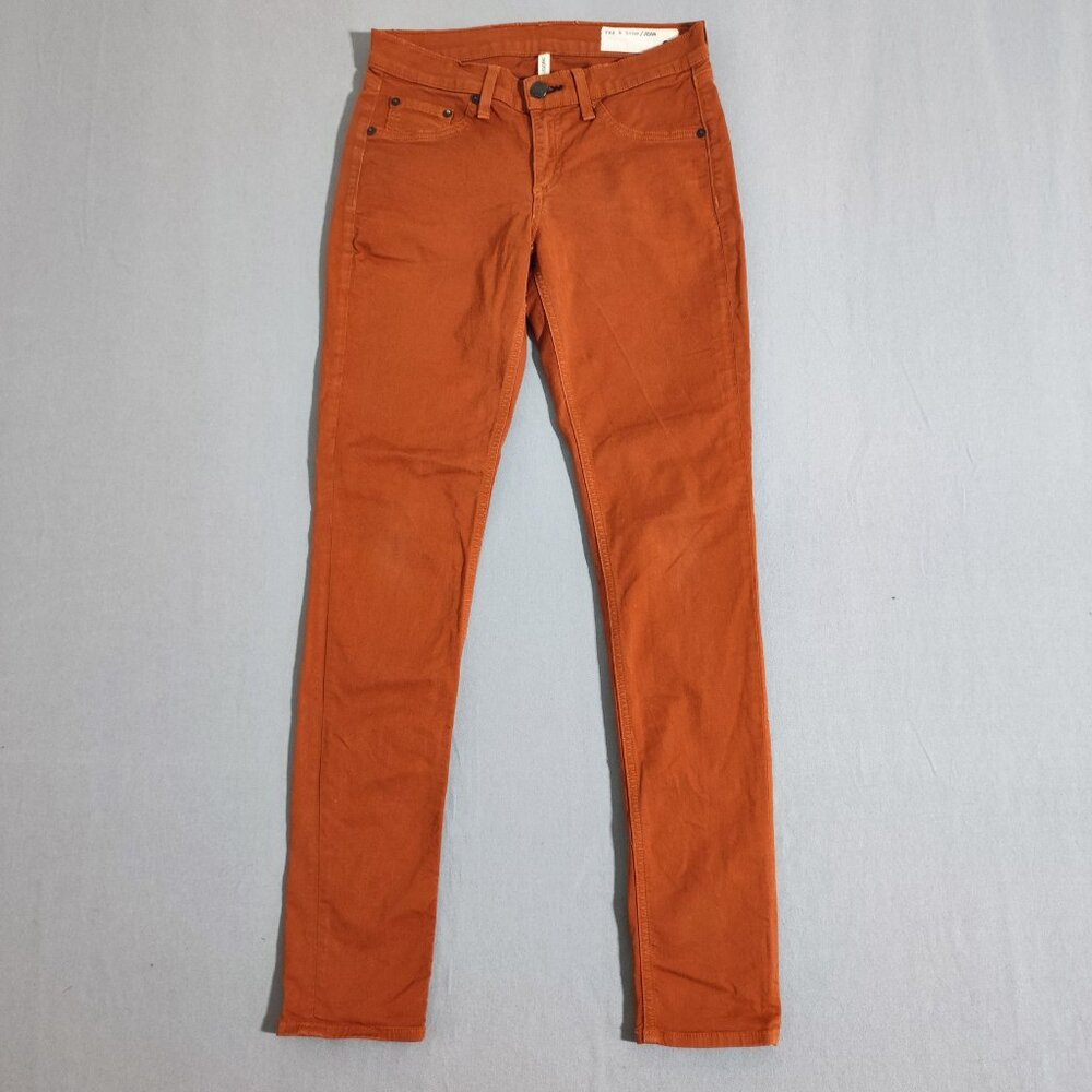rag & bone jean jeggings women's size 26 rusty orange stretchy